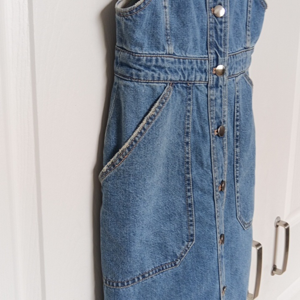 Like-New Ptp15" H&M Blue Denim Button Down Dress - Picture 9 of 16